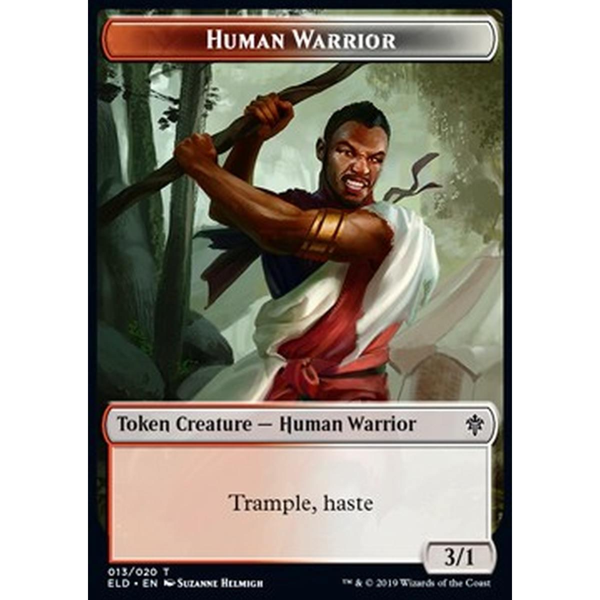 Human Warrior Token (Red and White 3/1) - Human Warrior Token (Red and White 3/1) - [XELD] [NM]