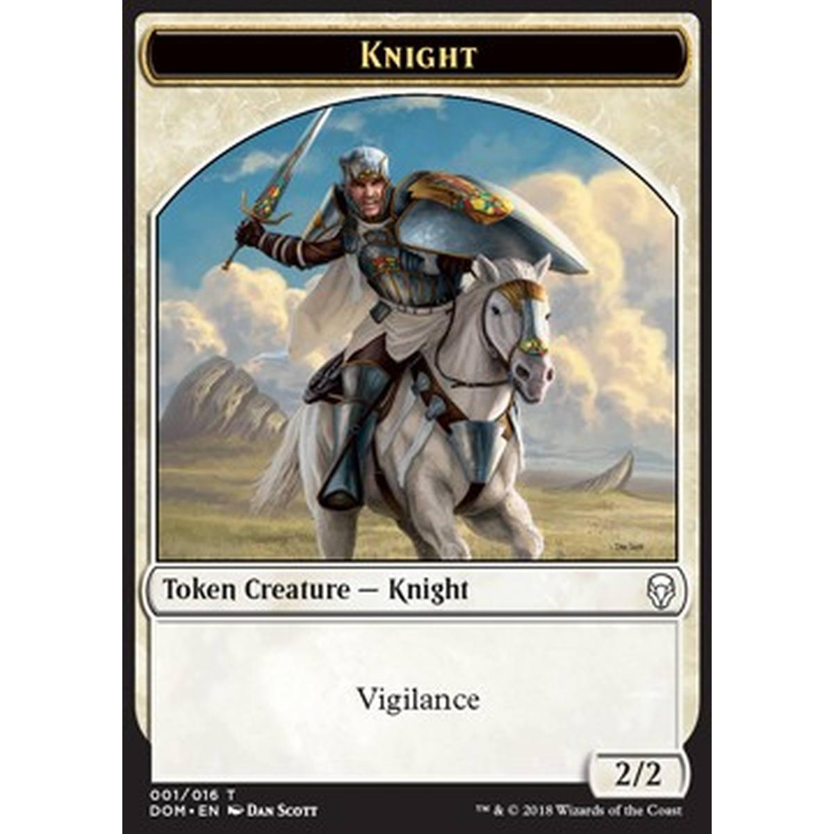 Knight Token (White 2/2 Vigilance) (V.1) - Knight Token (White 2/2 Vigilance) (V.1) - [DOM] [NM]