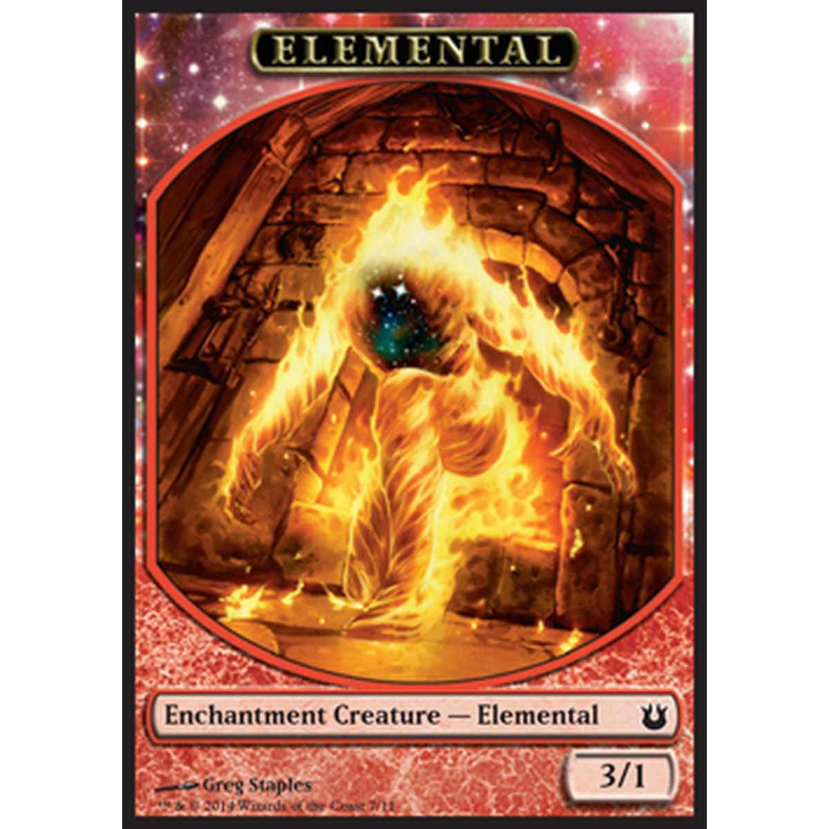 Elemental Token (Red 3/1 Enchantment) - Elemental Token (Red 3/1 Enchantment) - [BNG] [NM]