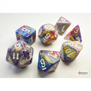 Set 7 MINI DADI Chessex Festive Carousel / White 20440
