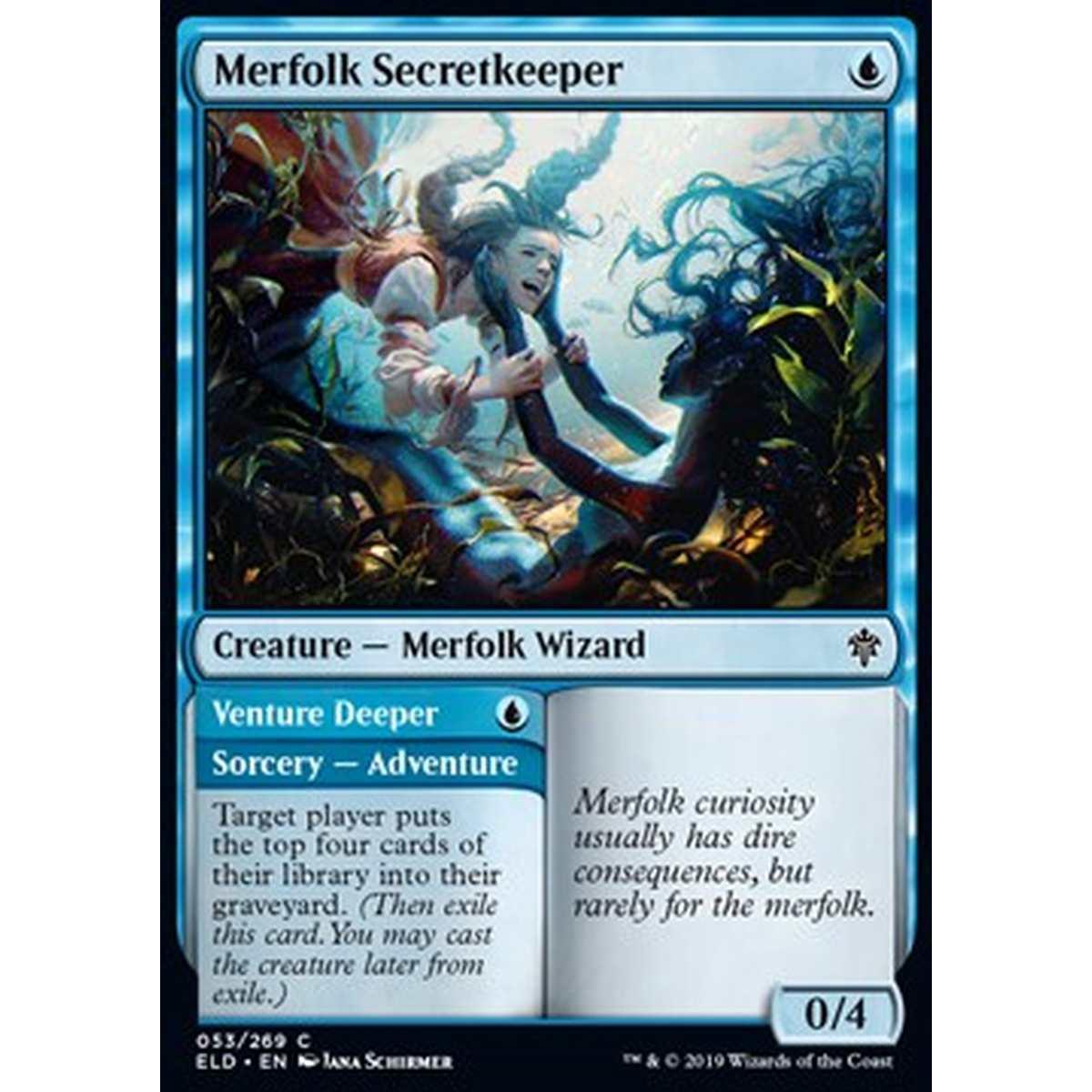 Merfolk Secretkeeper // Venture Deeper - Tritona Guardasegreti // Avventurarsi Pi a Fondo - [ELD] [NM]