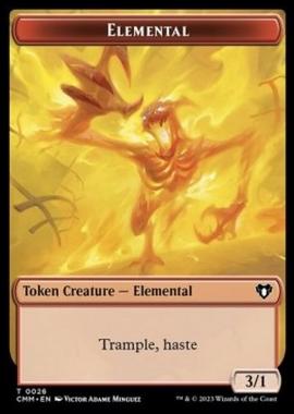 Elemental Token (R 3/1 Trample, haste) // Insect Token (G 1/1) - Elemental Token (R 3/1 Trample, haste) // Insect Token (G 1/1) - [XCMM] [NM]