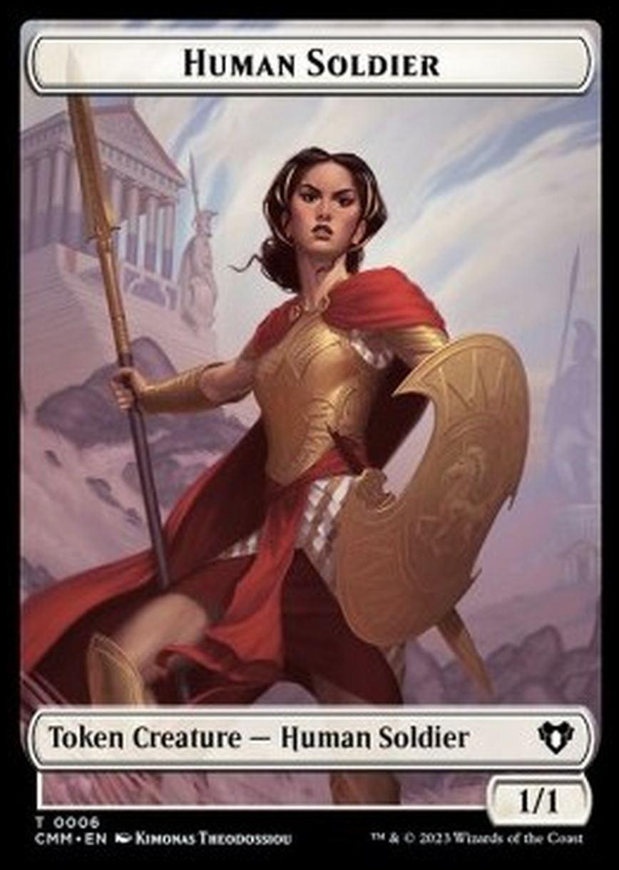 Human Soldier Token (W 1/1) // Phyrexian Beast Token (G 4/4) - Human Soldier Token (W 1/1) // Phyrexian Beast Token (G 4/4) - [XCMM] [NM]