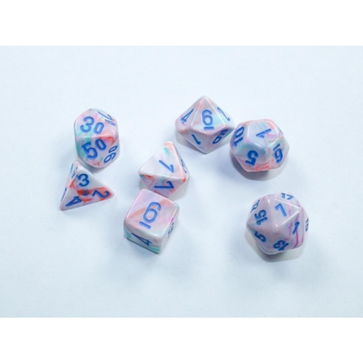 Set 7 MINI DADI Chessex Festive Pop Art / Blue 20544