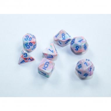 Set 7 MINI DADI Chessex Festive Pop Art / Blue 20544