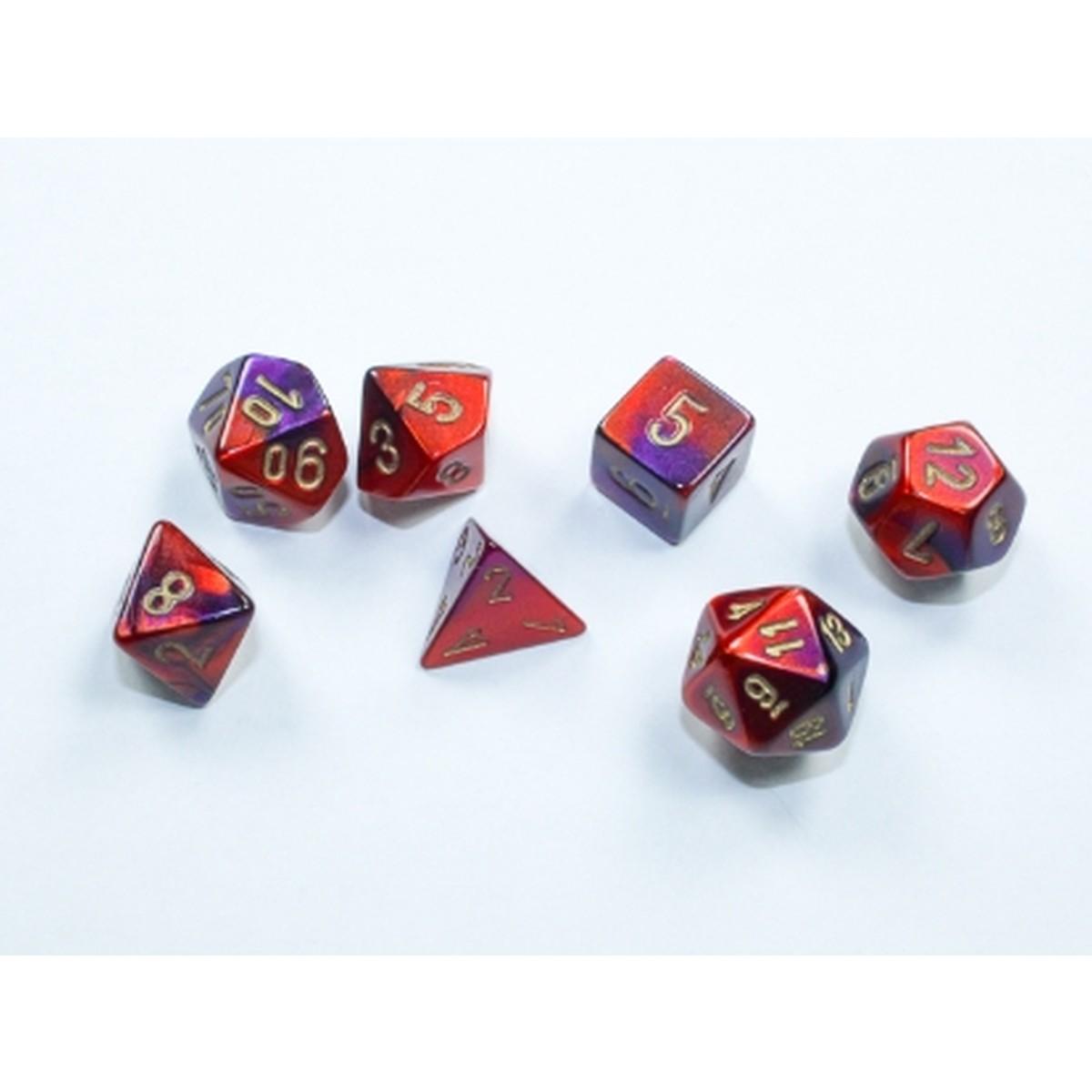 Set 7 MINI DADI Chessex Gemini Purple-Red / Gold 20626
