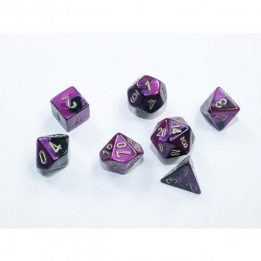 Set 7 MINI DADI Chessex Gemini Black - Purple / Gold 20640