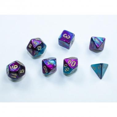 Set 7 MINI DADI Chessex Gemini Purple - Teal / Gold 20649