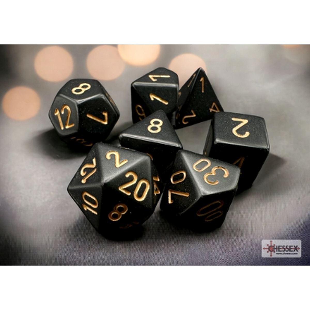 Set 7 DADI Chessex Opaco Black/Gold Nero/Oro 25428