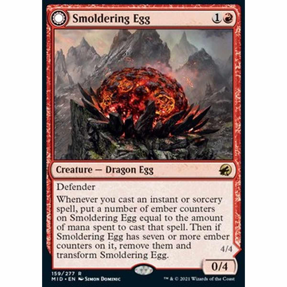 Smoldering Egg // Ashmouth Dragon - Uovo Rovente // Drago di Fauci di Cenere - [MID] [NM]
