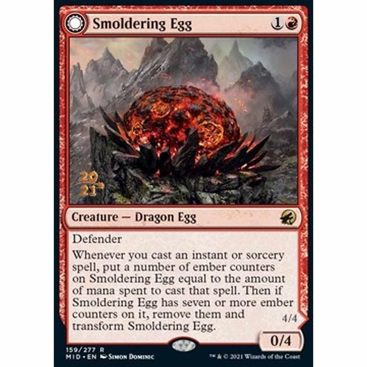 Smoldering Egg // Ashmouth Dragon - Uovo Rovente // Drago di Fauci di Cenere - [PMID] [NM] [Foil]