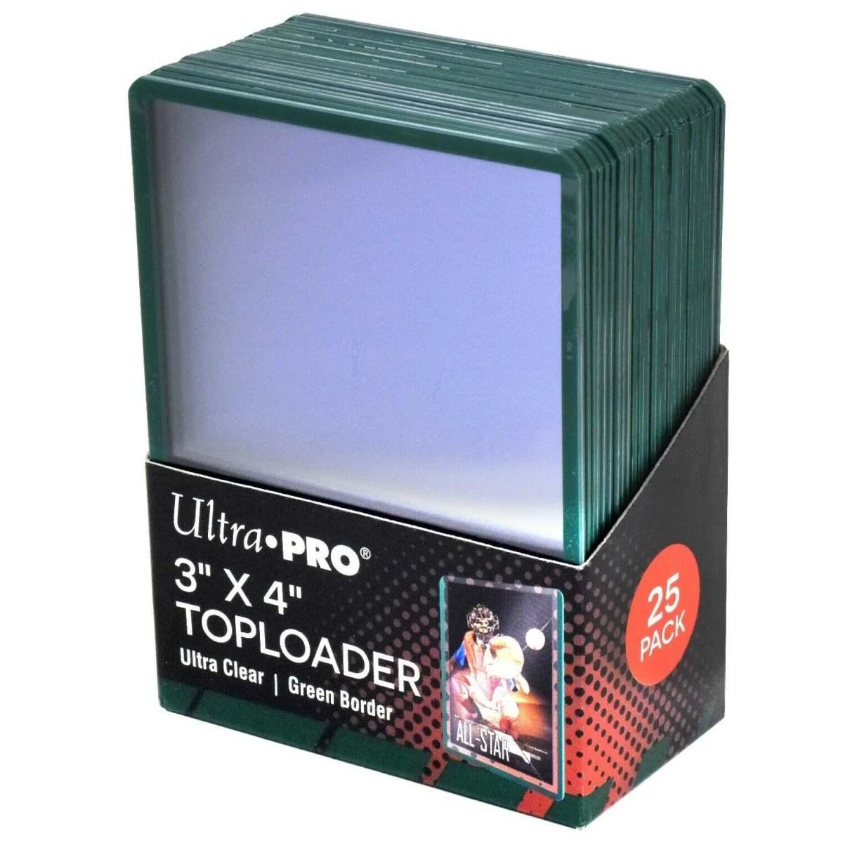 25 Toploader Ultra Pro 3" x 4" Regular Green Border