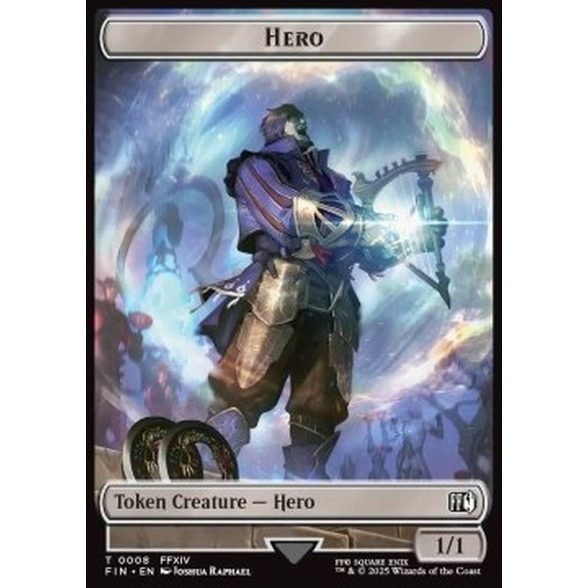 Hero Token (W 1/1) // Human Soldier Token (W 1/1) (V.1) - Hero Token (W 1/1) // Human Soldier Token (W 1/1) (V.1) - [TFIN][NM]